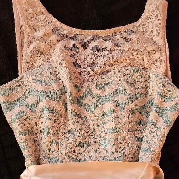 TEAZE ME SZ 7 Green/Ivory Ruffle Tulle Sleeveless Cocktail Dress - Picture 5 of 15